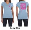 Ladies Shirt Pink Ribbon Tough Guys Front & Back Print V-neck Tee