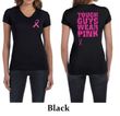 Ladies Shirt Pink Ribbon Tough Guys Front & Back Print V-neck Tee