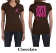 Ladies Shirt Pink Ribbon Tough Guys Front & Back Print V-neck Tee
