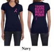 Ladies Shirt Pink Ribbon Tough Guys Front & Back Print V-neck Tee