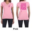 Ladies Shirt Pink Ribbon Tough Guys Front & Back Print V-neck Tee