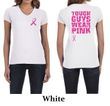 Ladies Shirt Pink Ribbon Tough Guys Front & Back Print V-neck Tee