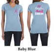 Ladies Shirt Pink Ribbon Tougher Front & Back Print V-neck Tee T-Shirt