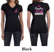 Ladies Shirt Pink Ribbon Tougher Front & Back Print V-neck Tee T-Shirt