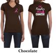 Ladies Shirt Pink Ribbon Tougher Front & Back Print V-neck Tee T-Shirt