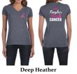 Ladies Shirt Pink Ribbon Tougher Front & Back Print V-neck Tee T-Shirt