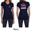 Ladies Shirt Pink Ribbon Tougher Front & Back Print V-neck Tee T-Shirt