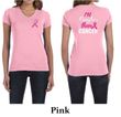 Ladies Shirt Pink Ribbon Tougher Front & Back Print V-neck Tee T-Shirt