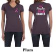 Ladies Shirt Pink Ribbon Tougher Front & Back Print V-neck Tee T-Shirt