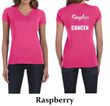 Ladies Shirt Pink Ribbon Tougher Front & Back Print V-neck Tee T-Shirt