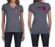 Ladies Shirt Pink Ribbon Walkin For a Cure Front & Back V-neck Tee