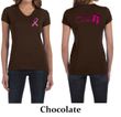 Ladies Shirt Pink Ribbon Walkin For a Cure Front & Back V-neck Tee