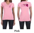 Ladies Shirt Pink Ribbon Walkin For a Cure Front & Back V-neck Tee