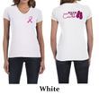 Ladies Shirt Pink Ribbon Walkin For a Cure Front & Back V-neck Tee