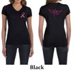 Ladies Shirt Pink Ribbon Wings Front & Back Print V-neck Tee T-Shirt