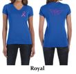 Ladies Shirt Pink Ribbon Wings Front & Back Print V-neck Tee T-Shirt
