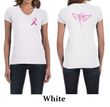 Ladies Shirt Pink Ribbon Wings Front & Back Print V-neck Tee T-Shirt