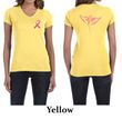 Ladies Shirt Pink Ribbon Wings Front & Back Print V-neck Tee T-Shirt