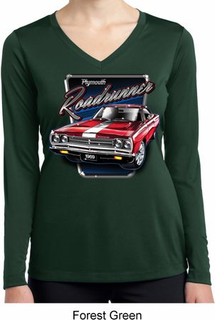Ladies Shirt Plymouth Roadrunner Dry Wicking Long Sleeve Tee