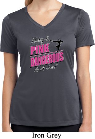 Ladies Shirt Pretty in Pink Moisture Wicking V-neck Tee T-Shirt