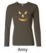 Ladies Shirt Pumpkin Head Long Sleeve Tee T-Shirt