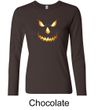 Ladies Shirt Pumpkin Head Long Sleeve Tee T-Shirt