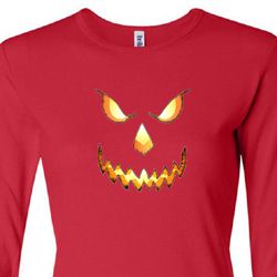 Ladies Shirt Pumpkin Head Long Sleeve Tee T-Shirt