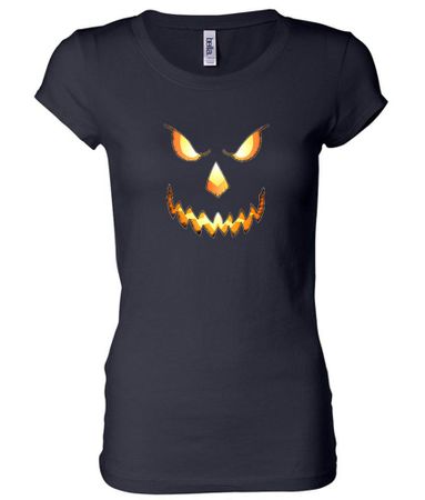 Ladies Shirt Pumpkin Head Longer Length Tee T-Shirt