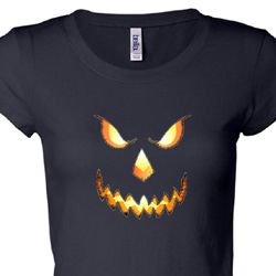 Ladies Shirt Pumpkin Head Longer Length Tee T-Shirt
