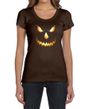 Ladies Shirt Pumpkin Head Scoop Neck Tee T-Shirt