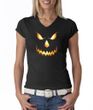 Ladies Shirt Pumpkin Head V-neck Tee T-Shirt