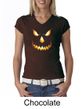 Ladies Shirt Pumpkin Head V-neck Tee T-Shirt