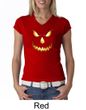 Ladies Shirt Pumpkin Head V-neck Tee T-Shirt