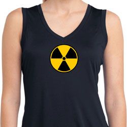 Ladies Shirt Radiation Symbol Sleeveless Moisture Wicking Tee Ladies Shirt Radiation Symbol Sleeveless Moisture Wicking Tee