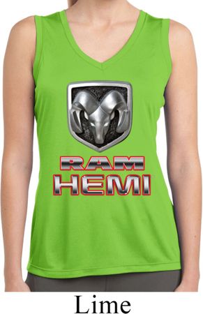 Ladies Shirt Ram Hemi Logo Sleeveless Moisture Wicking Tee T-Shirt