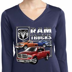 Ladies Shirt Ram Trucks Dry Wicking Long Sleeve Tee