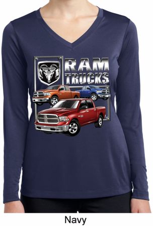 Ladies Shirt Ram Trucks Dry Wicking Long Sleeve Tee