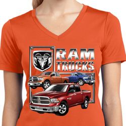 Ladies Shirt Ram Trucks Moisture Wicking V-neck Tee