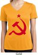 Ladies Shirt Red Hammer And Sickle Moisture Wicking V-neck Tee T-Shirt
