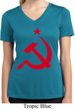 Ladies Shirt Red Hammer And Sickle Moisture Wicking V-neck Tee T-Shirt
