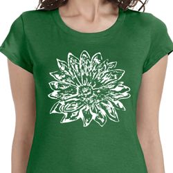 Ladies Shirt Sketch Lotus Longer Length Tee T-Shirt Ladies Shirt Sketch Lotus Longer Length Tee T-Shirt