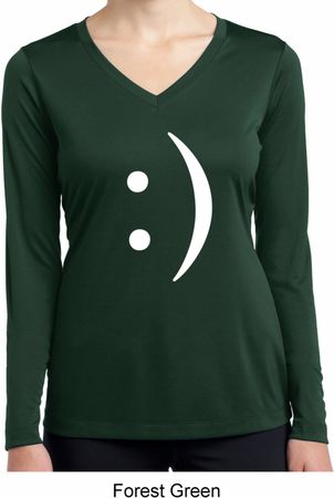 Ladies Shirt Smiley Chat Face Dry Wicking Long Sleeve Tee