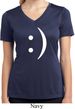 Ladies Shirt Smiley Chat Face Moisture Wicking V-neck Tee T-Shirt