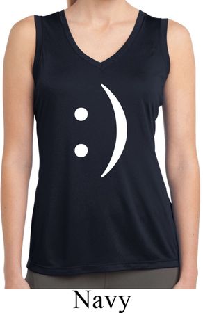 Ladies Shirt Smiley Chat Face Sleeveless Moisture Wicking Tee T-Shirt