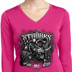 Ladies Shirt Stooges Bike Week Dry Wicking Long Sleeve Tee T-Shirt