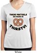 Ladies Shirt Thirsty Pretzels Moisture Wicking V-neck T-Shirt