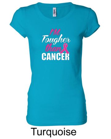 Ladies Shirt Tougher Than Cancer Longer Length Tee T-shirt