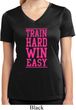 Ladies Shirt Train Hard Win Easy Moisture Wicking V-neck Tee T-Shirt