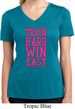 Ladies Shirt Train Hard Win Easy Moisture Wicking V-neck Tee T-Shirt