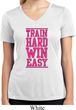 Ladies Shirt Train Hard Win Easy Moisture Wicking V-neck Tee T-Shirt